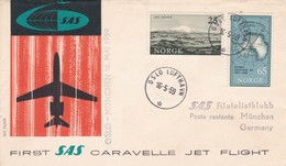 STORIA POSTALE  - NORVEGIA - BUSTA PRIMO VOLO VIAGGIATA - FIRST SAS CARAVELLE JET FLIGHT - ANNO. 1959 - Cartas & Documentos