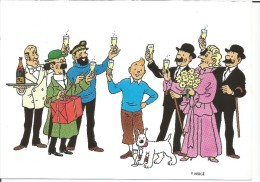 TINTIN / KUIFJE  POSTOGRAM  Champagne  91/J10   (rare)  AVEC Enveloppe Et  Blister - Philabédés (fumetti)