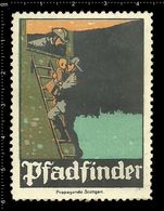 German Poster Stamp, Reklamemarke, Cinderella, Scout, Erkunden, Pfadfinder, Scout Posing, Erkunden Posierend. - Gebraucht