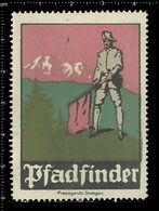 German Poster Stamp, Reklamemarke, Cinderella, Scout, Erkunden, Pfadfinder, Scout Posing, Erkunden Posierend. - Usati