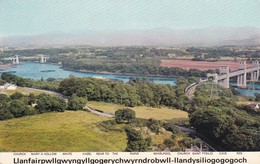 Postcard The Menai Straites And Bridges With Llanfair PG Caption North Wales My Ref  B11907 - Anglesey