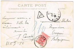 Carte-postale De Laon Vers Ougrée Taxe 10 C En Juillet 1910 - Autres & Non Classés