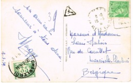 Carte Postale De France Vers Charleroi Taxe De 35 C Le 420-3-1939 - Andere & Zonder Classificatie