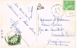 Carte Postale De France Vers Charleroi Taxe De 35 C Le 420-3-1939 - Autres & Non Classés