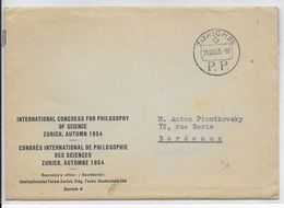 SUISSE - 1953 - ENVELOPPE PORT PAYE De ZÜRICH => BORDEAUX - Postmark Collection