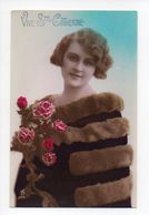Delcampe - Sainte Catherine: Jeune Femme Avec Roses Et Fourrure (18-468) - St. Catherine