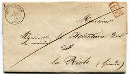 TARN ET GARONNE De GRISOLLES LAC Du 06/11/1847 Avec Dateur T15+ Cachet P.P. Rouge + Verso Taxe Plume De 4 - 1801-1848: Precursores XIX