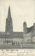 Loo.  -   Eglise Et Hôtel De Ville.   1900  Naar  Wervicq - Lo-Reninge