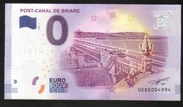 France - Billet Touristique 0 Euro 2018 N°4994 (UEEE004994/5000) - PONT-CANAL DE BRIARE, Palindrome - Privatentwürfe