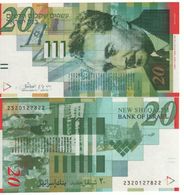 ISRAEL   20 New Sheqalim    P59b  (2001)   ( Moshe Sharett )  UNC - Israel