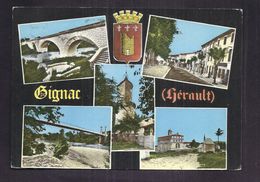 CPSM 34 - GIGNAC - TB CP Multivue Dont Pont , Boulevard , Poste , Square , Etc... 1969 - Gignac