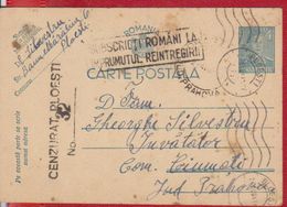 POSTCARD CENSORSHIP WW2, ROMANIA POSTAL STATIONERY KING MICHAEL - Storia Postale