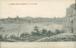 30 PONT SAINT ESPRIT /  Vue Générale / Dessin / - Pont-Saint-Esprit