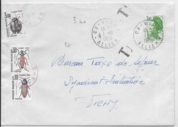 TAXE INSECTES - 1986 - ENVELOPPE De VICHY (ALLIER) => VICHY OBLITERATION ROUGE - 1960-.... Covers & Documents