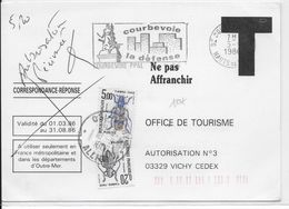 TAXE INSECTES - 1986 - CARTE REPONSE De COUBEVOIE => VICHY - AUTORISATION PERIMEE ! - 1960-.... Brieven & Documenten