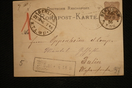 Allemagne Entier CP 25 Pf  Rohrpost Karte Berlin 31/8/1886 - Enteros Postales