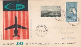 STORIA POSTALE - NORVEGIA - BUSTA PRIMO VOLO VIAGGIATA - OSLO - DUSSELDORF - ANNO. 1959 - Briefe U. Dokumente