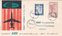 STORIA POSTALE - NORVEGIA - BUSTA PRIMO VOLO VIAGGIATA - OSLO - ANKARA - ANNO. 1959 - Cartas & Documentos