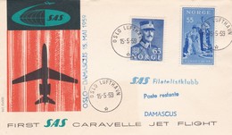 STORIA POSTALE - NORVEGIA - BUSTA PRIMO VOLO VIAGGIATA - OSLO - DAMASCUS - ANNO. 1959 - Lettres & Documents