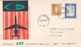 STORIA POSTALE - NORVEGIA - BUSTA PRIMO VOLO VIAGGIATA - OSLO - KHARTOUM - ANNO. 1959 - Briefe U. Dokumente