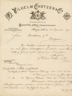 Entête  Bingen/Rhénanie Du 12 Décembre 1893 - Wilhelm Chotzen & Cie - Wein-Grosshandlung - Bingen/Rh .& Wien.(2 Scans). - 1800 – 1899