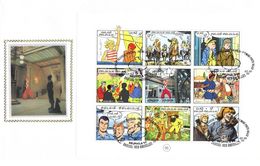 BELGIQUE Bloc 91 FDC 1er Jour Cartes Héros Et Auteurs Tintin Et Spirou Bruphila'99 Bédé Strip Cartoon - Bandes Dessinées