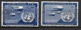 Nations Unies à New York  1951 Poste Aérienne N°3 Et 3a (bleu De Prusse) Oblitérés Cote 275 Euros - Usati