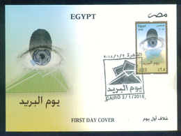 EGYPT / 2018 / POST DAY / FINGERPRINT / EYE / STAMP ON STAMP / ENVELOPE / VF - Cartas & Documentos