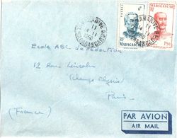 4368 MADAGASCAR Tananarive Lettre Par Avion Ob 14 11 50 6F Duchesne 1,50F Galliéni Yv 314 308 - Brieven En Documenten