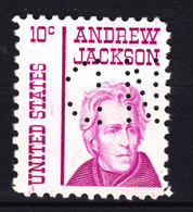 United States Perfin Perforé Lochung 'ND' 10c. Andrew Jackson (2 Scans) - Perforados