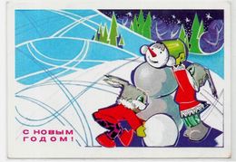 CPSM Bonhomme De Neige Fantaisie Circulé Russie Lapin - New Year