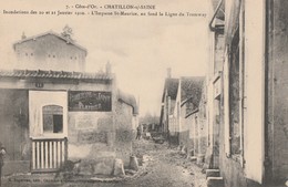 LES INONDATIONS DES 20 ET 21 JANVIER 1910 - L'MPASSE ST MAURICE, AU FOND LA LIGNE DE TRAMWAY - BELLE CARTE ANIMEE - TOP - Inondations