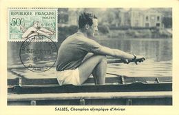 AVIRON - SALLES - CHAMPION OLYMPIQUE D' AVIRON  - CPA MAXIMUM - 1953. - Aviron