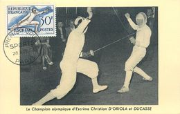 ESCRIME - CHRISTAIN D'ORIOLA CHAMPION OLYMPIQUE D' ESCRIME & DUCASSE - CPA MAXIMUM - 1953. - Schermen