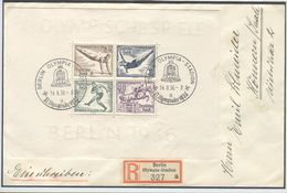 GERMANY Registered Cover With R Label Berlin Olympia Stadion A With Olympic Sheet And Cancel Olympia Stadion - Ete 1936: Berlin