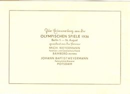 GERMANY Olympic Stationery With Olympic Cancel With Olympic Printing On The Backside Of Weyermann Brewery - Summer 1936: Berlin