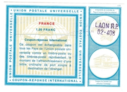 Coupon-réponse France Modèle Vienne - 1,00 Franc - Griffe Laon RP 02-408 - Antwortscheine