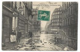 CPA - INONDATION REGION PARISIENNE 1910, RUE TRAVERSIERE - Paris 12e - Animée Commerces : Triperie, Hotel - Circulé 1912 - Inondations