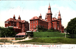 Antique 1908 Postcard - Providence Rhode Island Hospital - VG Condition - Stamp & Postwark - 2 Scans - Providence