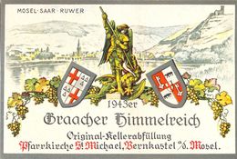 1 Etiquette Ancienne De VIN ALLEMAND - BRAACHER HIMMELREICH - 1943 - MOSEL SAAR RUWER BERNKASTEL MOSEL - Riesling