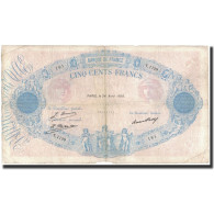 France, 500 Francs, 1928-04-24, TB, Fayette:30.31, KM:66k - 500 F 1888-1940 ''Bleu Et Rose''