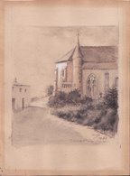 VP-GF.18-01 : AQUARELLE DE L'EGLISE DE SAINTE-MENEHOULD. MARNE. 1934. FORMAT 22 CM X 29 CM SIGNEE. - Watercolours
