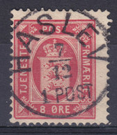 Denmark 1875 Mi. 6 Y A   8 Øre Dienstmarke Perf. 14x13½ Deluxe Lapidar HASLEV Cancel !! (2 Scans) - Oficiales