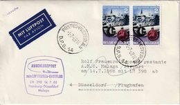 BPS : LUCHTPOSTBRIEF (Drukwerk)  PZ (B) 4 Fr " POSTES - POSTERIJEN / 1.7.68 / B.P.S. 14 "  (Erstflug HAMBURG-MALAGA) - Covers & Documents
