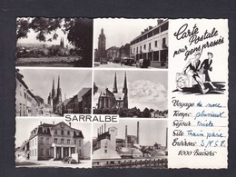 CPSM SARRALBE (57) Multivues Vue Generale Usines Solvay Hotel De Ville Rue Napoleon 1er Rue Foch Ed. CAP - Sarralbe