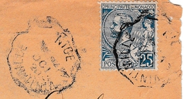 Nice à Vintimille 1920 - Ambulant Sur Timbre Monaco - Lettre Brief Cover - Briefe U. Dokumente