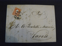 1859  COMMERCIAL LETTER FROM MILAN TO VARESE WITH  5 SOLDI .//. LETTERA COMMERCIALE DA MILANO PER VARESE  CON UN 5 SOLDI - Lombardo-Venetien