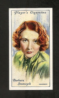 BARBARA STANWYCK FROM JOHN PLAYER CIGARETTE CARD 1930s FILM STARS SECOND SERIES - Otros