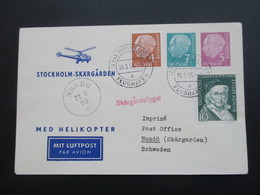 BRD 1955 Med Helikopter Stockholm Skärgarden. Skärgardsflyget. Zuleitung Aus Düsseldorf. Helikopterpost - Hélicoptères