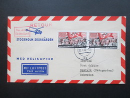 Delcampe - DDR 1955 Med Helikopter Stockholm Skärgarden. Retour Non Reclame. Zuleitung Aus Berlin.Stockholm Rebut Helikopterpost - Helicopters